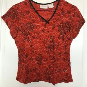Women's M Elegant Chic Lace Burnt Orange Top